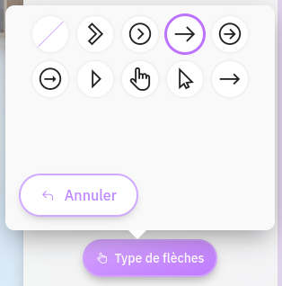 Les flèches sont utilisées sur le boutons, et dans différents blocs (comme les blocs de type navigation).
Cliquez sur le bouton pour choisir le style de flèches à afficher.