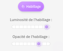 Les habillages permettent d'appliquer une apparence sur tout votre site, et de créer instantanément davantage d'uniformité entre vos blocs.
Après avoir sélectionné l'habillage qui vous plait, vous pouvez ajuster son niveau de luminosité et d'opacité.