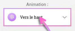 Décidez le l'effet d'animation des éléments de ce bloc avec la liste déroulante.
Les animations apparaîssent lorsque le visiteur fait dérouler la page et accède à ce bloc.