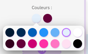 A partir des deux couleurs principales choisies dans l'apparence générale de votre site, Woksite génère un dégradé de couleurs assorties que vous pouvez choisir pour chacun des blocs.