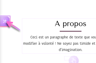 Cliquez sur le bouton de configuration du bloc pour ouvrir la barre latérale vous permettant de changer facilement les paramétrages et l'apparence de ce bloc.