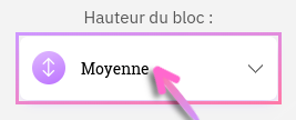 Vous pouvez changer la hauteur du bloc à l'aide de la liste déroulante. Cette hauteur va être soit adaptée au contenu de ce bloc, soit relative à la taille de l'écran du visiteur.