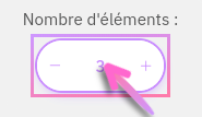 Pour certains de ces blocs, vous pouvez choisir le nombre d'éléments à afficher depuis la barre de configuration.
Indiquez simplement le nombre d'éléments à l'aide des boutons (+) et (-).