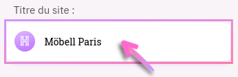 Vous pouvez changer le titre de votre site internet. Il s'agit d'habitude du nom de votre commerce ou de votre activité.