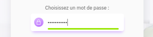 Enfin, choisissez un mot de passe suffisamment sécurisé, et cliquez sur le bouton "Continuer" (après avoir lu et accepté les Conditions Générales de Service)