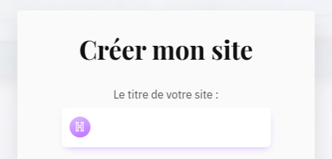 Le formulaire d'inscription s'affiche.
Indiquez le titre de votre site (vous pourrez en changer plus tard).